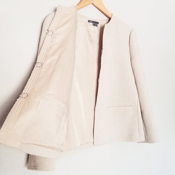 Vince Boucle Jacket Size 6 Blazer Textured 3/4 Sleeves Crop Office Preppy $365 - Picture 15 of 16